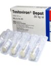 Testoviron Depot 250mg Injection: A vial of medication containing testosterone enanthate