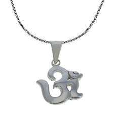 925 Sterling Silver Religious Jewellery Hindu OM Pendant and Chain