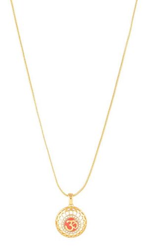 Estelle Gold OM [AUM] Pendant Locket Necklace in Latest Designs For women/Spiritual Religious Jewellery-Hindu Symbol Lockets for Boys and?